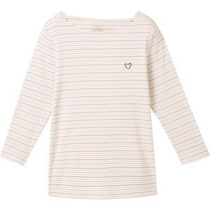 TOM TAILOR T-shirt boat neck stripe Dames T-shirt - Maat L