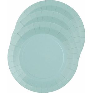 Santex Bordjes karton - 30x - rond - lichtblauw - 22 cm - feestbordjes