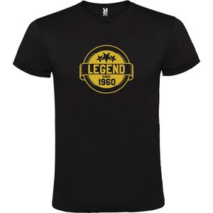 Zwart T-Shirt met “Legend sinds 1960 “ Afbeelding Goud Size XXXXL