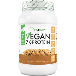 Vit4ever - Vegan 7K Protein - 1kg - Cookies & Cream smaak - Puur plantaardig proteïnepoeder met rijst-, amandel-, soja-, erwten-, hennep-, cranberry- en zonnebloemproteïnen