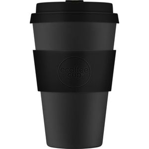 Ecoffee Cup Bamboe - Koffiebeker to Go 400 ml - Zwart Siliconen