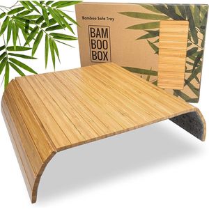 BAM BOO BOX Sofatablet - bank dienblad van bamboe armleuningen dienblad flexibel armleuningbeschermerbekerhouder sofa dienblad in natuurlijke kleur