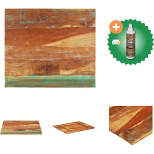 vidaXL Tafelblad rechthoekig 25-27 mm 70x80 cm massief gerecycled hout - Tafelonderdeel - Inclusief Houtreiniger en verfrisser
