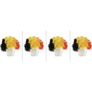 Pruik Belgische driekleur - set van 4 stuks