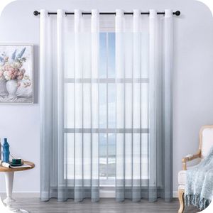 Ibenzoa® Moderne Transparante Linnenlook Gordijnen met Kleurverloop voor Stijlvolle Interieurdecoratie