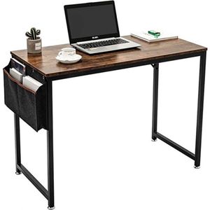 SensaHome - Retro Schrijftafel/Bureau - Computertafel met Metalen Frame - PC-tafel voor Thuiskantoor - Werktafel in Rustieke Houtlook - Vintage Look - Zwart/Bruin