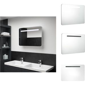 vidaXL LED-wandspiegelkast - 80 x 9.5 x 55 cm - wit en zilver - MDF met melamine-afwerking - glazen spiegel - 2 schappen - USB-interface - 5V - Badkamerkast