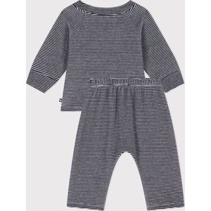 Petit Bateau Gestreept babysetje van velours Unisex Kledingset - Blauw - Maat 74