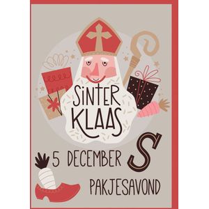 Set van 4 dezelfde Sinterklaaskaarten - S21 - Wenskaarten zonder enveloppen - Leuke Post