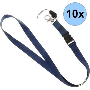 10 Navy Blauwe Keycords - Keycord - Lanyard - Sleutelkoord - Badgehouder - 51cm - 20mm - Navy Blauw - 10 Stuks