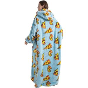 Oversized hoodie sweatshirt dekens voor dames heren, pullover capuchonpullover oversized draagbare deken zachte hoodies capuchontrui eenheidsmaat (pizza extra lang)