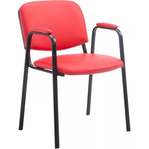 In And OutdoorMatch Bezoekersstoel - Eetkamerstoel - Stephanie - Rood Kunstleer - zwart frame - comfortabel - modern design - set van 1 - Zithoogte 47 cm - Deluxe