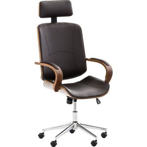 Bureaustoel - Bureaustoel voor volwassenen - Hoofdsteun - Hout - Bruin - 70x70x125 cm