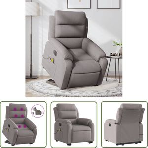 The Living Store Sta-op-massagestoel elektrisch verstelbaar stof taupe - Elektrische Stoel - Massagerstoel - Fauteuil - Sta-op Stoel - Ergonomische Stoel