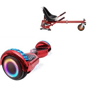 E-Mobility Rentals Hoverboard Met Schokdemper Hoverkart Rood - Regular Neon Rood - Verlengde Afstand - 6.5'' Wielen - Oxboard - 15kmh - Bluetooth Speakers - LED Verlichting - UL2272 Gecertificeerd - Anti lek banden - Cadeau voor Kinderen