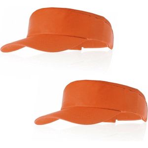 10x stuks oranje zonneklep/visor voor volwassenen. Oranje/holland thema petjes. Koningsdag of Nederland fans supporters