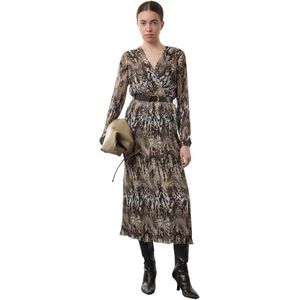 Trendyol Lila A-Lijn Geplooide Maxi-Gevoerde Chiffon Geweven Jurk Met Riem Twoaw24El00471