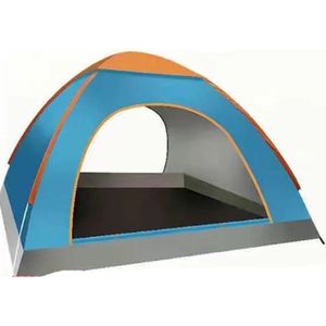 Tent - Automatische Opende Tent - Easy Up Tent - 2/3 Personen - 2 Kanten Opening - 200cm x 150cm x 100cm - Outdoor Tent - Indoor Tent - Camping Tent - Vakantie Tent - Incl. Opbergtas - Blauw/Oranje