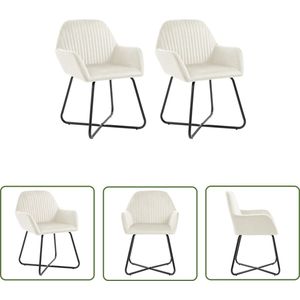 The Living Store Eetkamerstoelen 2 st fluweel crèmekleurig - Eetkamerstoelen - Fluweel Stoelen - Creme Stoelen - Luxe Stoelen - Comfortabele Stoelen