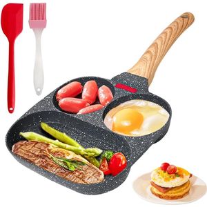 Pannenkoekenpan, inductie, 3 gaten, eierpan, anti-aanbaklaag, aluminium pan voor hamburgers, multifunctionele spiegeleipan, anti-aanbakpan, pannenkoekenpan voor ontbijt, inductiekookplaat en