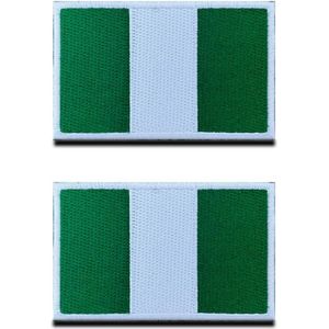 2 stuks Nigeria Nigeriaanse vlag, klittenbandpatch, tactisch nationaal embleem, geborduurde patch met klittenbandsluiting, militair klittenband voor reizen, rugzakken, kleding, uniform, vest, armband