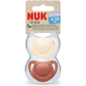 NUK | For Nature | Siliconen fopspenen | Gemaakt van natuurlijke grondstoffen | crème- rood | set van 2 | 0-6 maanden