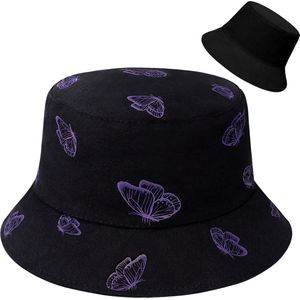 Su.B Hoed - Bucket Hat – Vissershoedje Heren – Zonnehoed Dames – Reversible – Unisex - Black / Paars