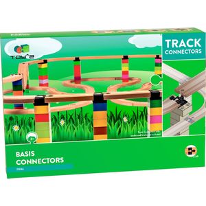 Toy2 Track Connectors - 50 Stuks - Treinbaanonderdelen - Houten Treinbaan - Voor LEGO DUPLO - BRIO