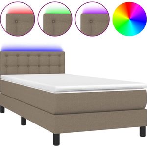 vidaXL Boxspring met matras en LED stof taupe 80x200 cm