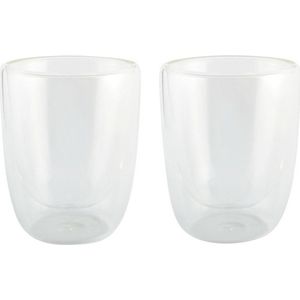 2x Luxe dubbelwandige theeglazen 300ml - Keuken accessoires - Koffie/thee bekers en glazen