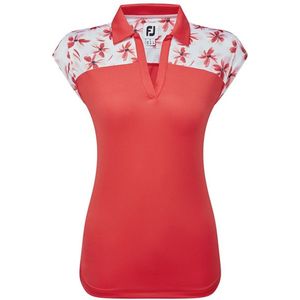 Dames Golfpolo Footjoy Block Floral Print Red