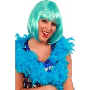 2x stuks turquoise blauwe verkleed veren boa 180 cm - Carnaval accessoires
