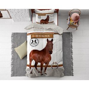 Dreamhouse Dekbedovertrek Horse Riding Brown Dekbedovertrek DUITSE MAAT 1-persoons 135x200 + 1 - 80x80 cm