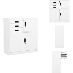 vidaXL Kantoorkast - Kantoorkasten - Kabinet - Kabinetten - Kantoorkast 90x40x102 cm staal wit