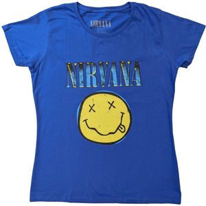Nirvana - Xerox Happy Face Heren T-shirt - S - Blauw