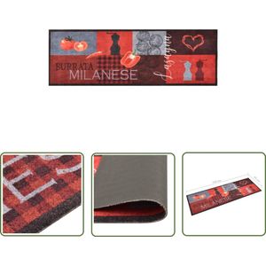 The Living Store Vloermat Tomatenprint - 150 x 45 cm - Anti-slip latex - Machine wasbaar
