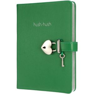 Victoria's Journals - Dagboek met Slot en Sleutel - Hush-Hush My Secret Diary w/ Heart Lock - Premium Vegan Leer Dagboek -  Hardcover - 320 Pagina's Premium Papier -  13 x 18 cm (Bos Groen)