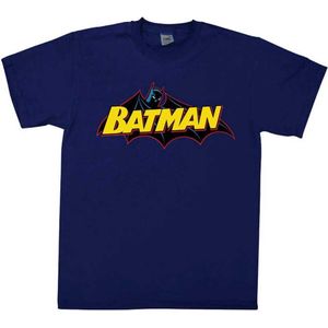 DC Comics Batman Heren Tshirt -L- Retro Logo Blauw