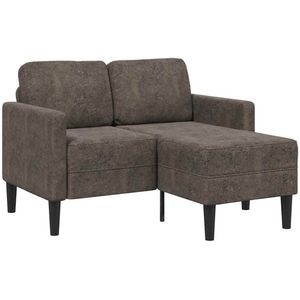 vidaXL - 2-zitsbank - met - chaise - longue, - L-vormig, - donkergrijs, - 125 - cm, - kunstleer