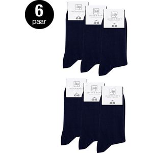 Jacob & Roy's 6 Paar Blauwe Sokken - Kousen - Heren & Dames - Katoen - Navy - Maat 35-38 - Socks - Naadloos