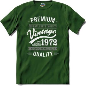 Vintage Legend Sinds 1972 - verjaardag en feest cadeau - Kado tip - T-Shirt - Unisex - Bottle Groen - Maat S