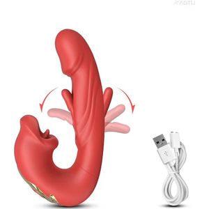 Rood Mond Vibrator - Trilt – 5 bijt Standen - 7 Vibrator Standen– Rode Siliconen Vibrator - Bijt-Zuig -Clitoris Stimulator – Intense Sex Orgasme – Seks speeltjes – Cadeau - Vrouw - Voor haar