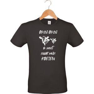 mijncadeautje - T-shirt unisex - zwart - verjaardag - feestje - cadeautje - Opzij Opzij ik moet naar mijn Koeien - maat M