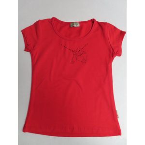 T shirt korte mouwen - Meisjes - Rood - Hartje + sleutel in glitter rood - 6 jaar 116