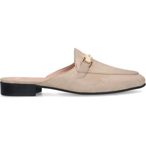 Manfield - Dames - Beige suède muiltjes - Maat 37