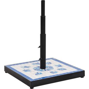 vidaXL Parasolvoet 12 kg blauw en wit Parsol Voet - Parasol Basis - Parasol Stand - Tuinset - Buitendecoratie