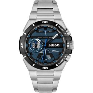 HUGO HU1530337 #WILD Heren Horloge - Mineraalglas - Staal - Zilverkleurig - 46 mm breed - Quartz - Vouw/Vlindersluiting - 5 ATM (douchen)