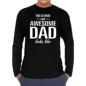 Awesome dad kado shirt long sleeve zwart heren - zwart Awesome dad shirt met lange mouwen - cadeau shirt voor vaders L