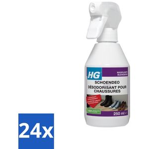 HG - Schoendeo - Neutraliseert Zweetgeuren - Gemakkelijk in Gebruik - 250 ml - Voordeelverpakking - 24 stuks