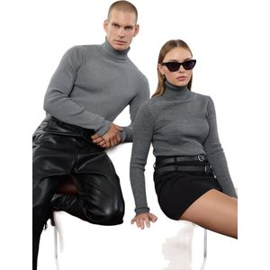 Trendyol Claret Red Fitted Slim Fit Katoenen Turtleneck Geribbelde Trui Tmnaw20Mg0031
